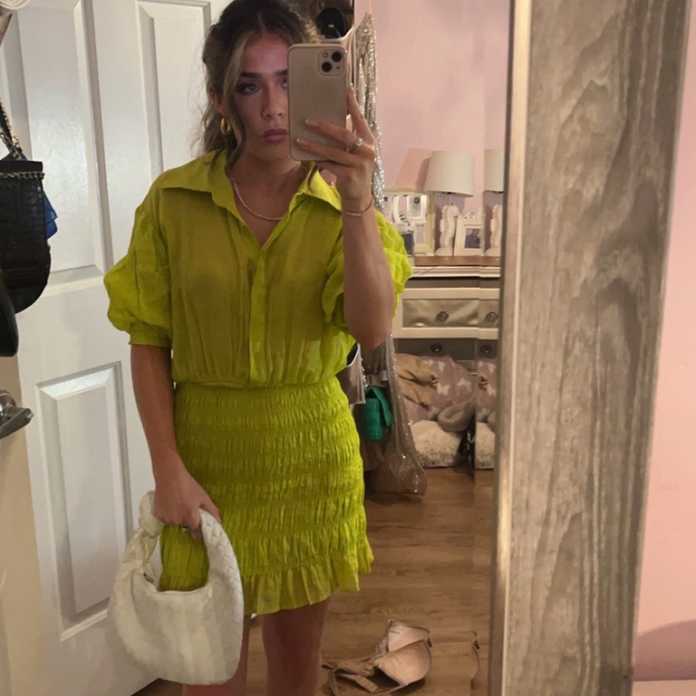 Frame Denim Lime Green Mini Dress